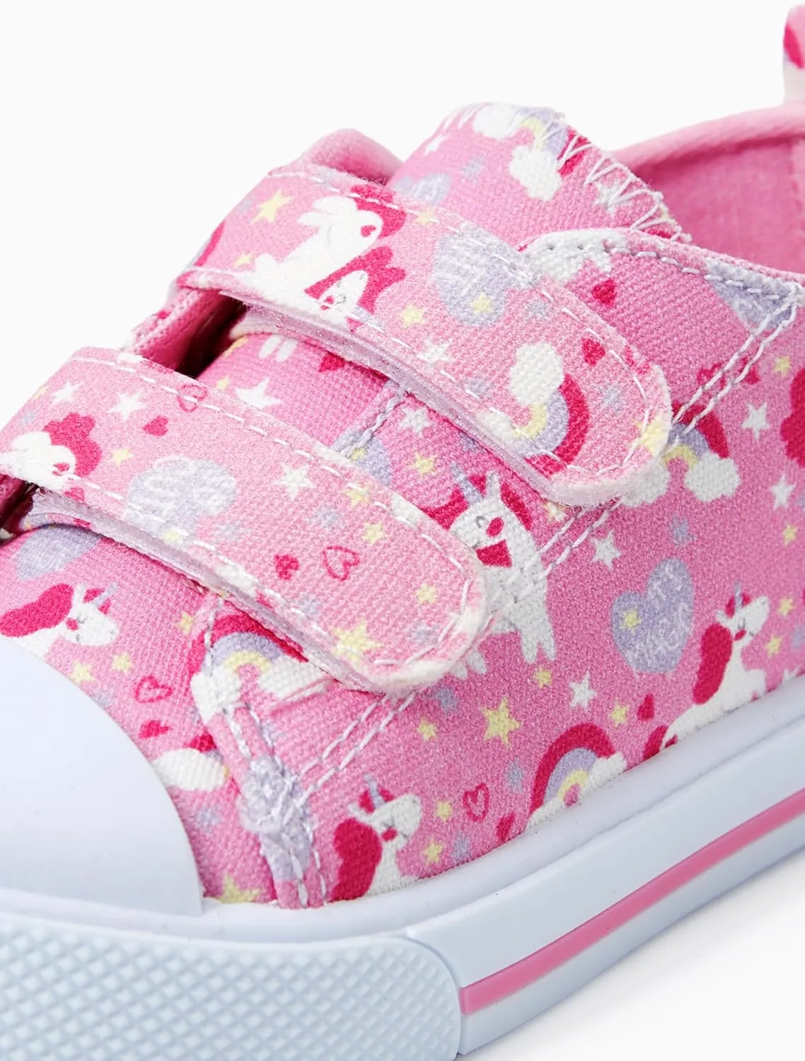 PATPAT Toddler Little Girls Canvas Sneakers Hook and Loop Kids Soft Walking Shoes