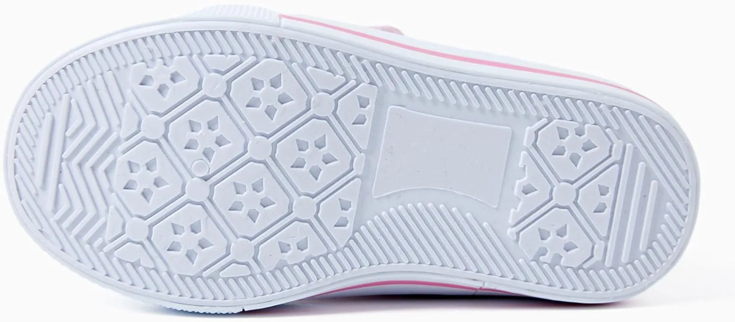PATPAT Toddler Little Girls Canvas Sneakers Hook and Loop Kids Soft Walking Shoes