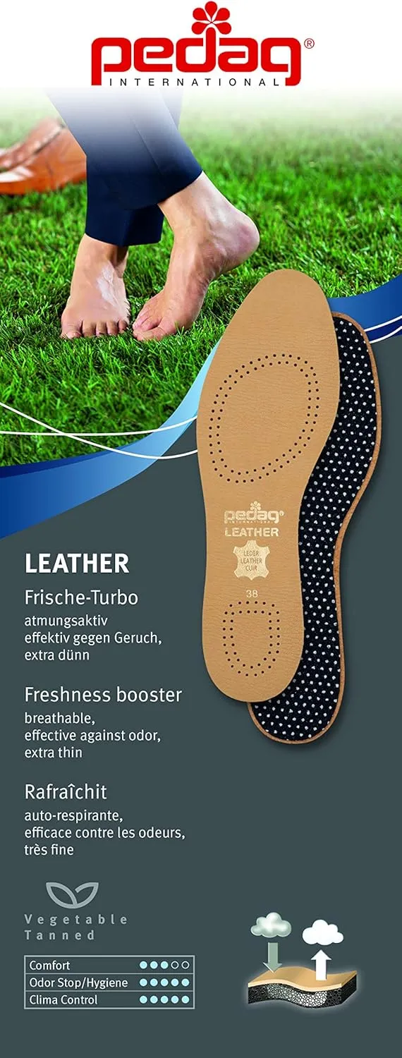 pedag Leather Insole with Sweat Wicking Carbon Layer, Handmade in Germany, Fits Pumps and Dress Shoes, Tan, US M14 / EU 47