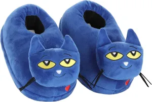 Pete The Cat Plush Slippers for Kids - Soft Fiber-Filled Slippers with Anti-Slip Soles & Embroidered Details