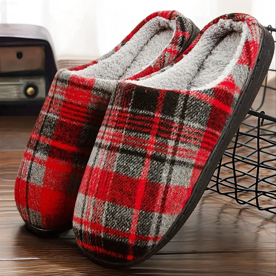 Plaid Men's Memory Foam Slippers