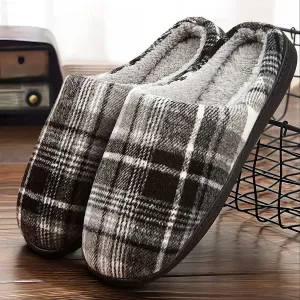 Plaid Men's Memory Foam Slippers