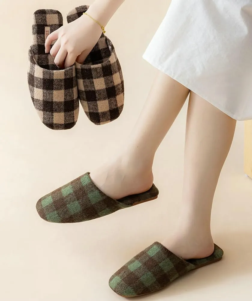 Plaid Slippers for Women Men Classic House Slippers Fuzzy Comfy Unisex House Shoes Bedroom Slippers Indoor Outdoor 2024 New