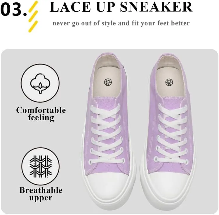 Platform Sneakers for Women Men Low Top Canvas Shoes for Women Classic Lace Up Canvas Platform Shoes Casual Tennis Walking Sneakers