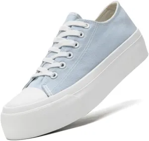 Platform Sneakers for Women Men Low Top Canvas Shoes for Women Classic Lace Up Canvas Platform Shoes Casual Tennis Walking Sneakers