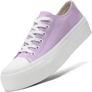Platform Sneakers for Women Men Low Top Canvas Shoes for Women Classic Lace Up Canvas Platform Shoes Casual Tennis Walking Sneakers