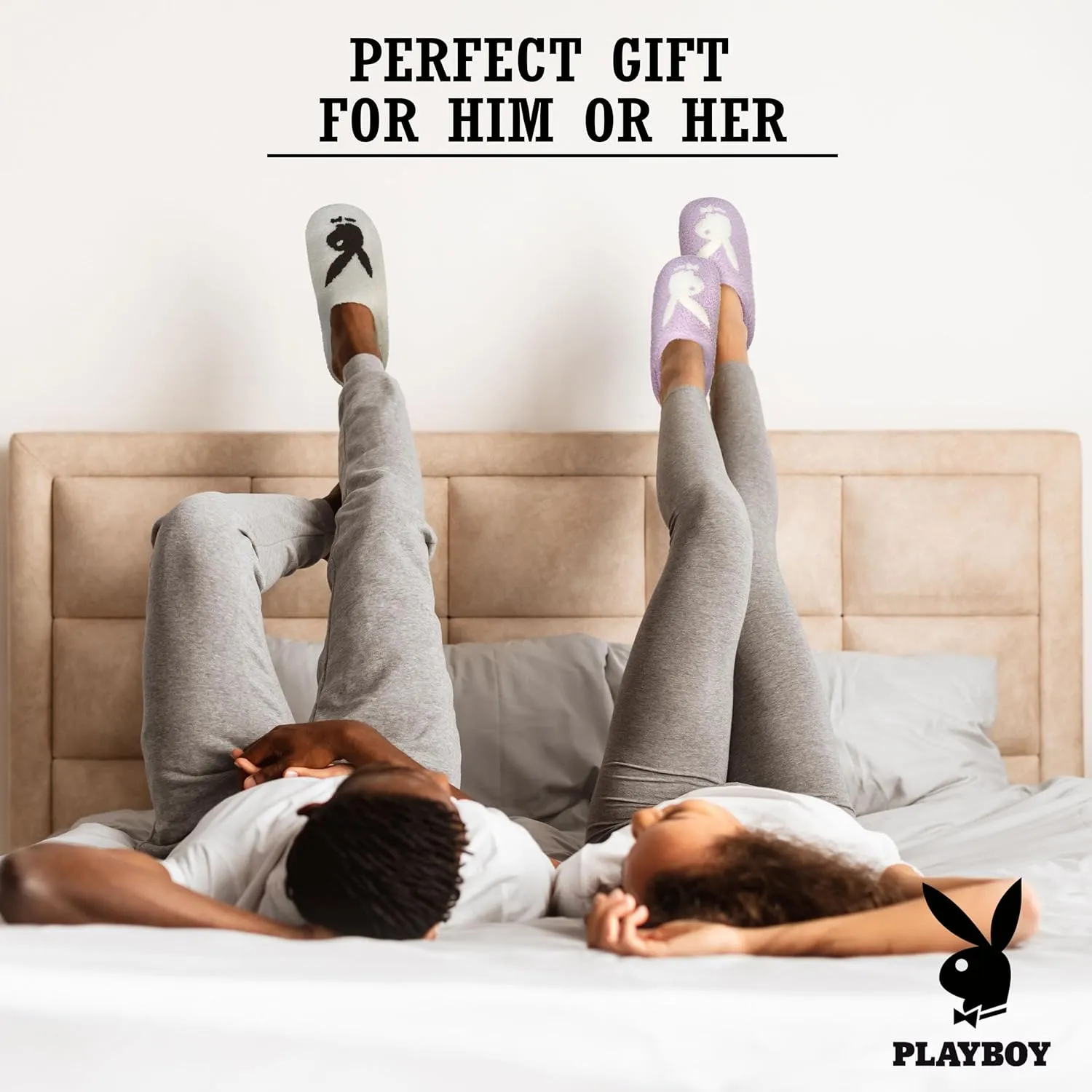 Playboy Mens Slippers Gifts for Men Extra Cozy Fuzzy House Slippers Slip On