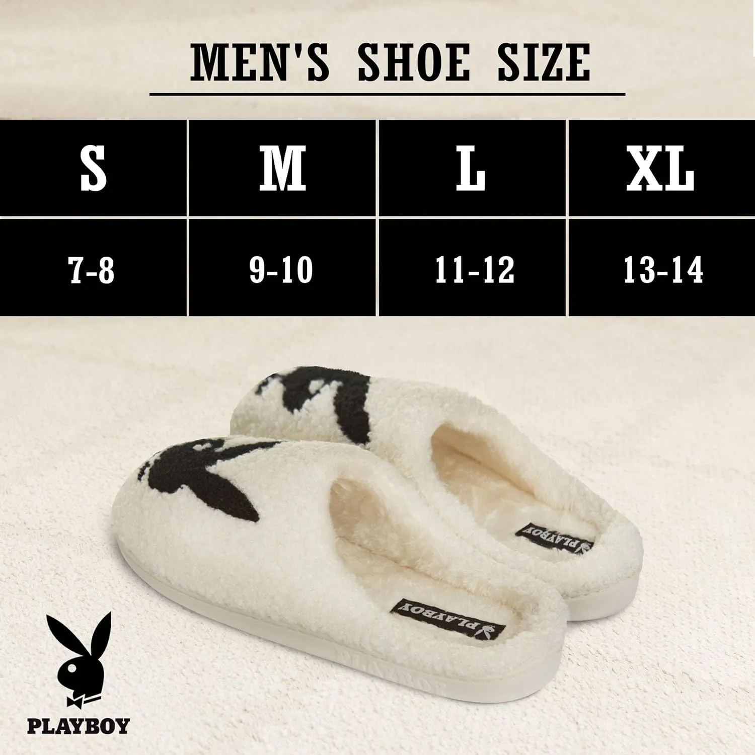Playboy Mens Slippers Gifts for Men Extra Cozy Fuzzy House Slippers Slip On