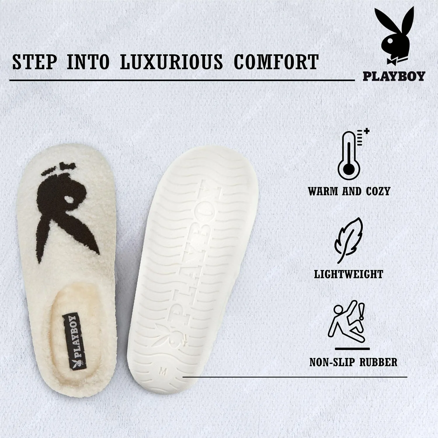 Playboy Mens Slippers Gifts for Men Extra Cozy Fuzzy House Slippers Slip On