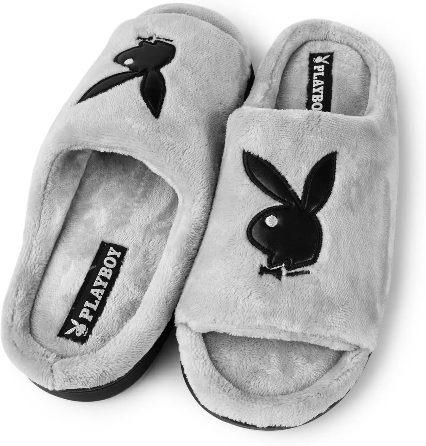 PLAYBOY Unisex-Adult Adjustable Cozy Plush Velour Memory Foam Indoor Outdoor Soled Slipper in Sizes S-XL