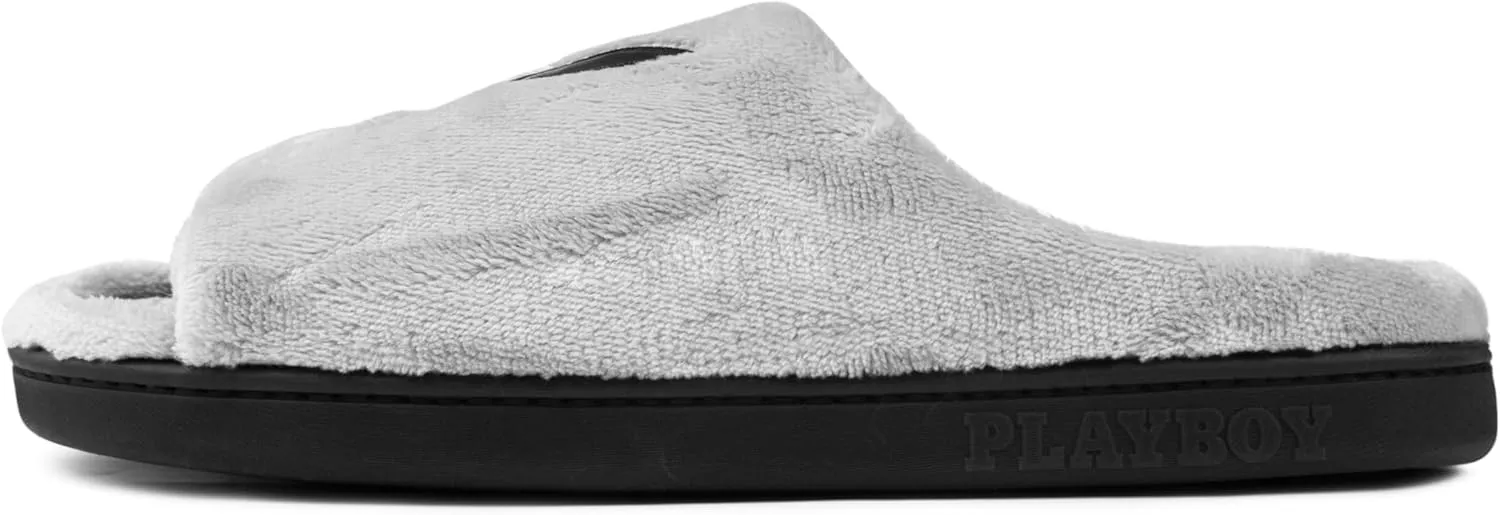PLAYBOY Unisex-Adult Adjustable Cozy Plush Velour Memory Foam Indoor Outdoor Soled Slipper in Sizes S-XL