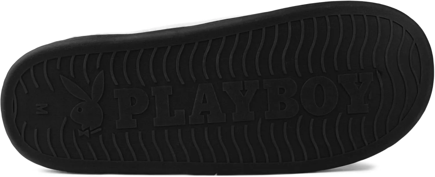 PLAYBOY Unisex-Adult Adjustable Cozy Plush Velour Memory Foam Indoor Outdoor Soled Slipper in Sizes S-XL