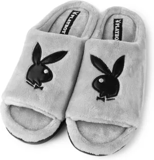 PLAYBOY Unisex-Adult Adjustable Cozy Plush Velour Memory Foam Indoor Outdoor Soled Slipper in Sizes S-XL