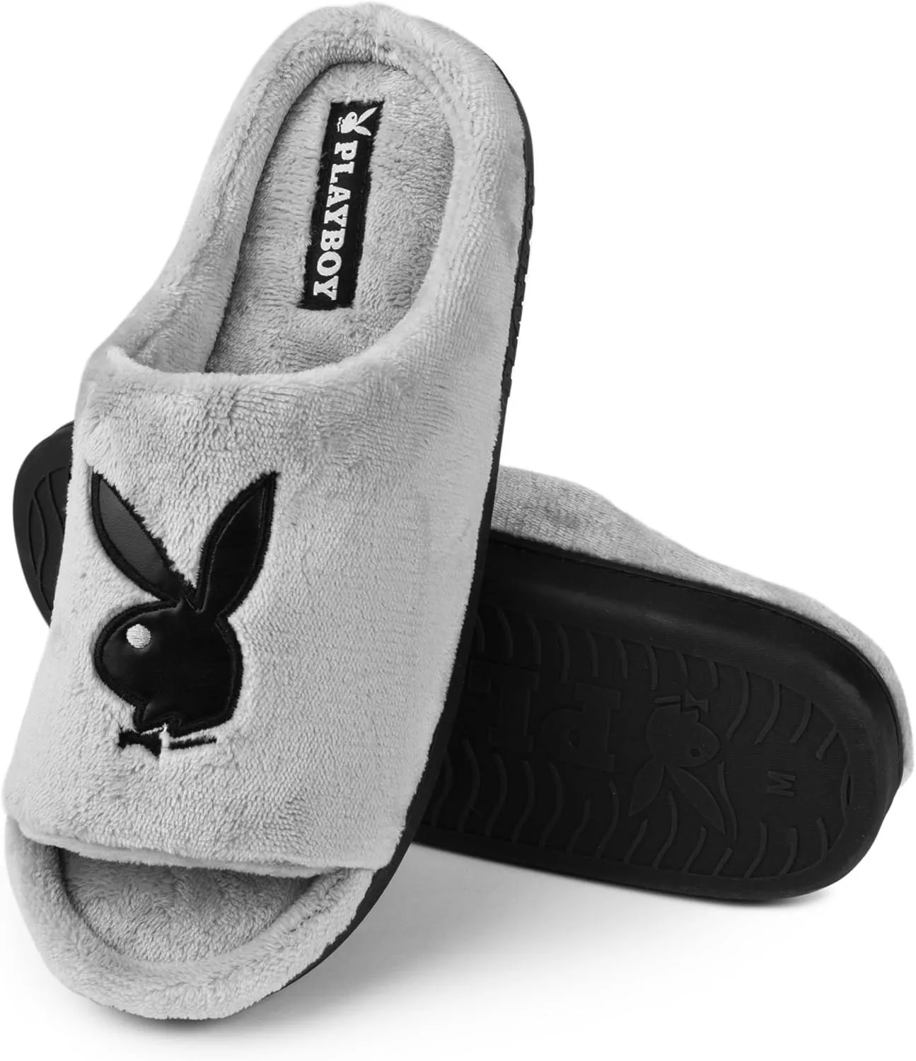 PLAYBOY Unisex-Adult Adjustable Cozy Plush Velour Memory Foam Indoor Outdoor Soled Slipper in Sizes S-XL