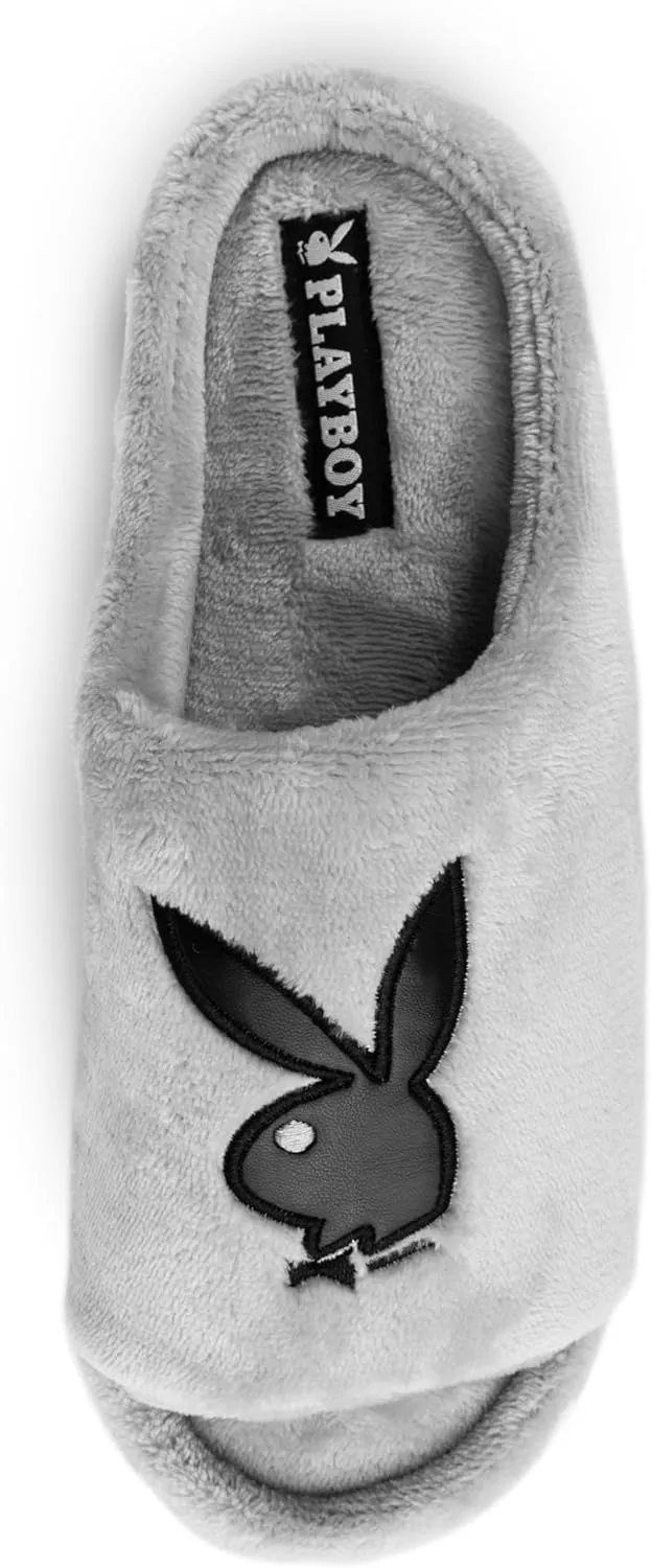PLAYBOY Unisex-Adult Adjustable Cozy Plush Velour Memory Foam Indoor Outdoor Soled Slipper in Sizes S-XL