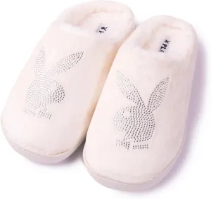 Playboy Unisex-Adult Cozy Plush and Velour Memory Foam Indoor Outdoor Soled Slipper in Sizes S-XL