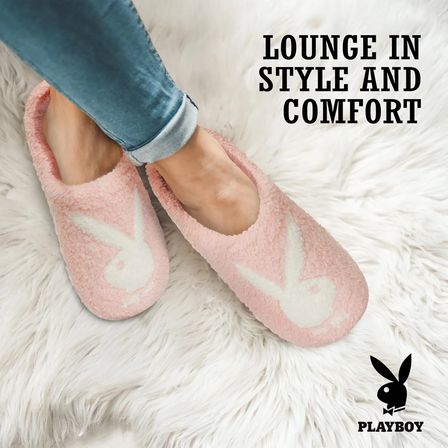 Playboy Womens Slippers Gifts for Women Extra Cozy Fuzzy House Slippers Slip On