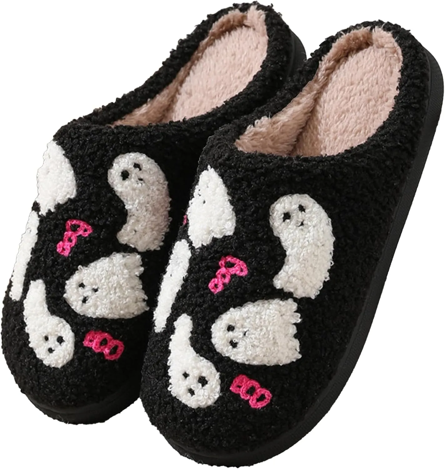 Plush Slippers for Women and Men - Cozy Indoor Slip-On House Shoes - Soft Winter Cotton Slippers with Cute Designs