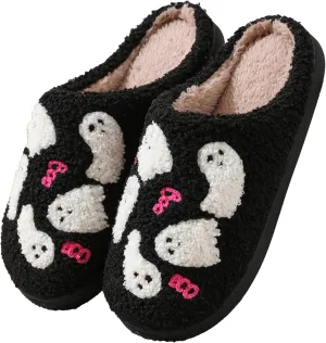 Plush Slippers for Women and Men - Cozy Indoor Slip-On House Shoes - Soft Winter Cotton Slippers with Cute Designs