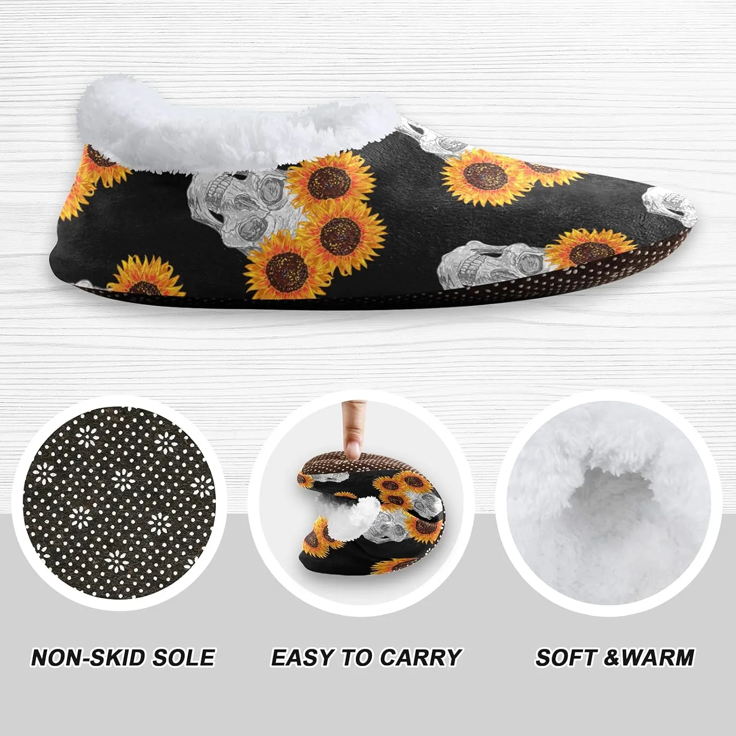Poeticcity Unisex Fuzzy House Slippers, Warm Fur Lining Shoes, Non-Slip Memory Foam Slippers M-XXL