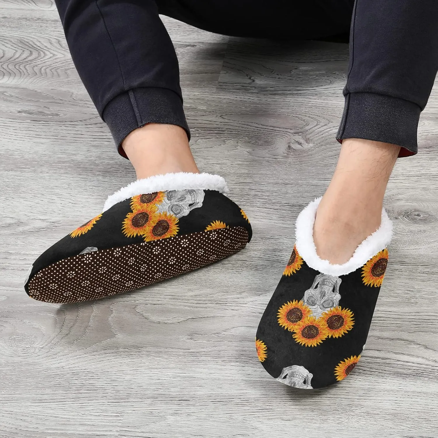 Poeticcity Unisex Fuzzy House Slippers, Warm Fur Lining Shoes, Non-Slip Memory Foam Slippers M-XXL