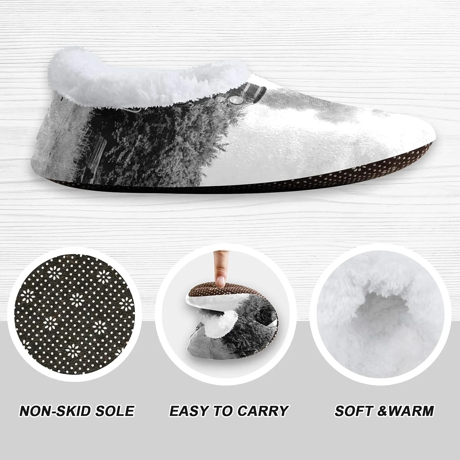 Poeticcity Unisex Fuzzy House Slippers, Warm Fur Lining Shoes, Non-Slip Memory Foam Slippers M-XXL