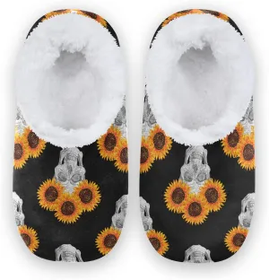 Poeticcity Unisex Fuzzy House Slippers, Warm Fur Lining Shoes, Non-Slip Memory Foam Slippers M-XXL