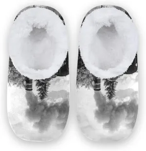 Poeticcity Unisex Fuzzy House Slippers, Warm Fur Lining Shoes, Non-Slip Memory Foam Slippers M-XXL