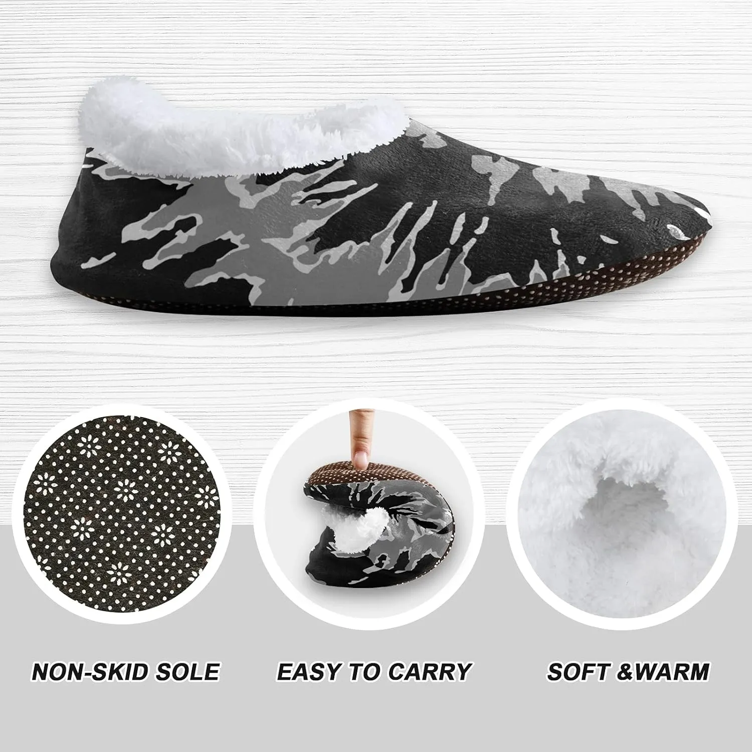 Poeticcity Unisex Fuzzy House Slippers, Warm Fur Lining Shoes, Non-Slip Memory Foam Slippers M-XXL