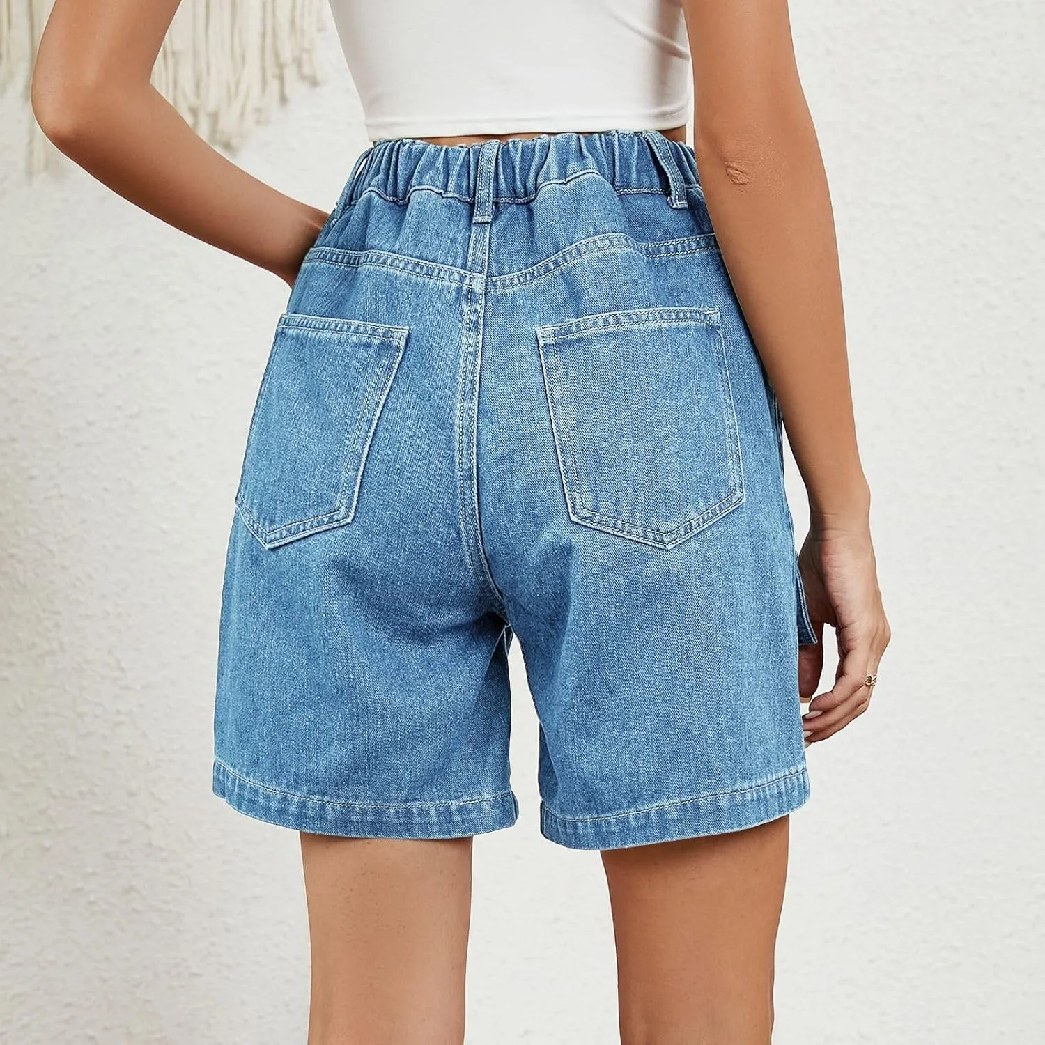 POHADON Womens 2025 Trendy High Waisted Denim Shorts Bermuda Shorts Baggy Y2K Cargo Shorts Casual Summer Jean Shorts Jorts