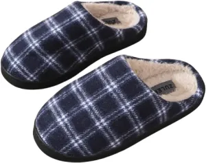 Premium Comfort Checker Plaid Grid Thermal Non Slip Men's Fuzzy House Slippers Inddor Soft Warm Shoes Cushion Sole