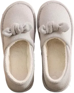 Premium Comfort Closed Back Cute Bow Women's Fuzzy House Slippers Indoor Soft Warm Kawaii Shoes Memory Foam Sole