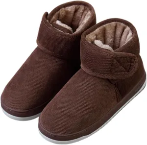 Premium Comfort Extra Warm Cotton High Top Closed Back Thermal Non Slip Men's Fuzzy House Slippers Inddor Soft Shoes