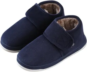 Premium Comfort Extra Warm Cotton High Top Closed Back Thermal Non Slip Men's Fuzzy House Slippers Inddor Soft Shoes