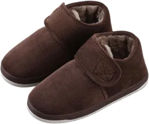 Premium Comfort Extra Warm Cotton High Top Closed Back Thermal Non Slip Men's Fuzzy House Slippers Inddor Soft Shoes