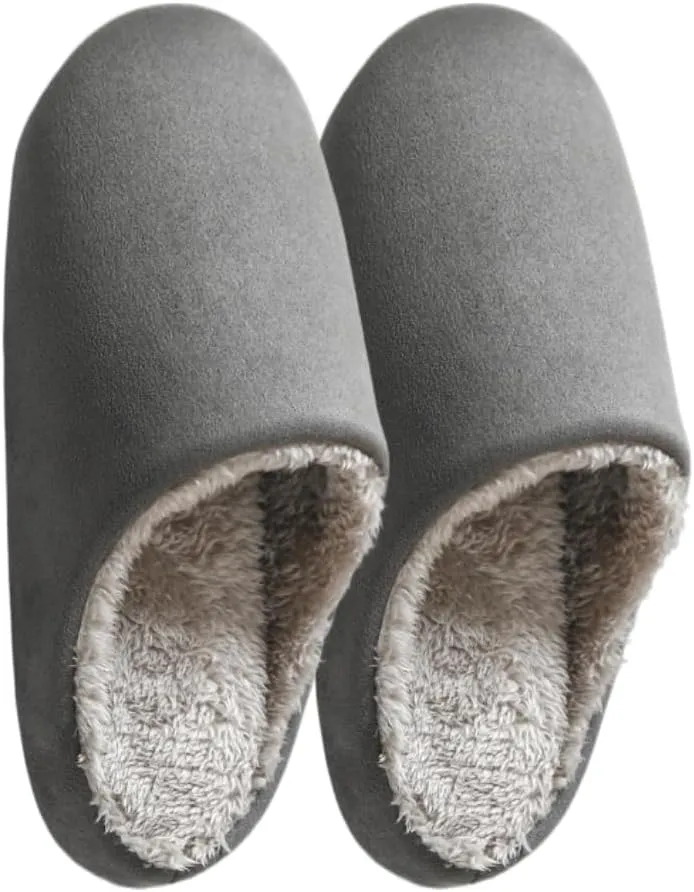 Premium Comfort Silent Quiet Sole Lightweight Non Slip Men's Fuzzy House Slippers Inddor Soft Warm Furry Shoes
