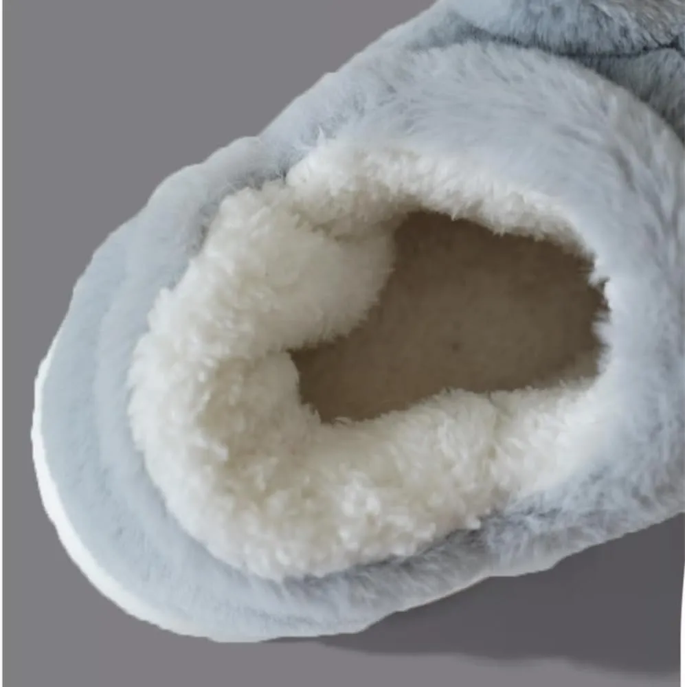 Premium Comfort Thermal Cute Siberian Husky Dog Non Slip Men's Fuzzy House Slippers Inddor Soft Warm Furry Shoes