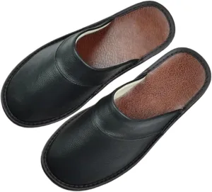 Premium Comfort Thermal Full Leather Non Slip Men's House Slippers Inddor Outdoor Soft Warm Shoes Plus Size