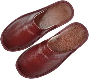 Premium Comfort Thermal Full Leather Non Slip Men's House Slippers Inddor Outdoor Soft Warm Shoes Plus Size