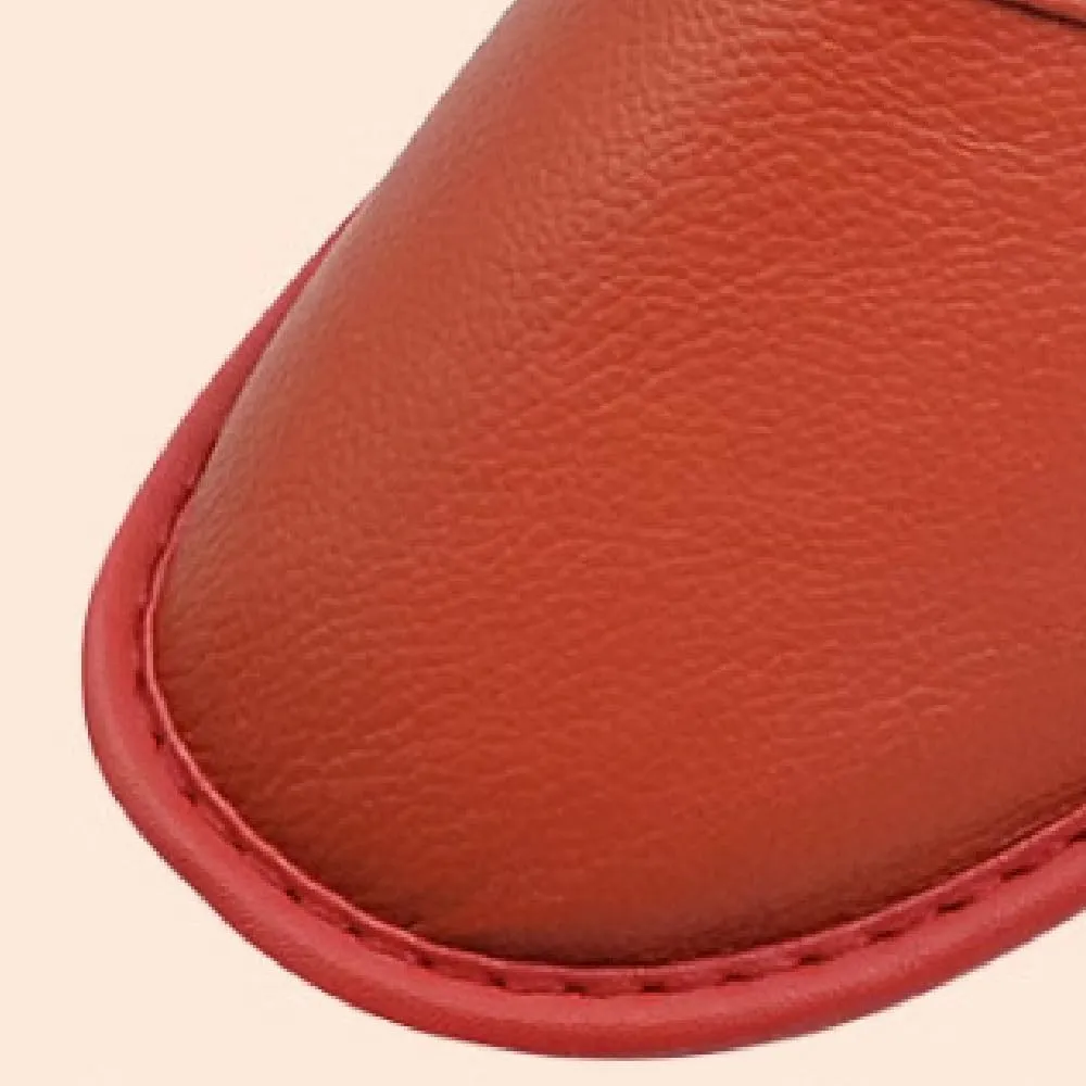 Premium Comfort Thermal Leather Stitch Nonslip Women's Fuzzy House Slippers Indoor Outdoor Soft Warm Shoes Plus Size