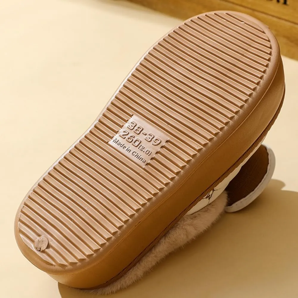 Premium Comfort Thick Cute Bow Diamond Women's Fuzzy House Slippers Indoor Soft Warm Kawaii Shoes Memory Foam
