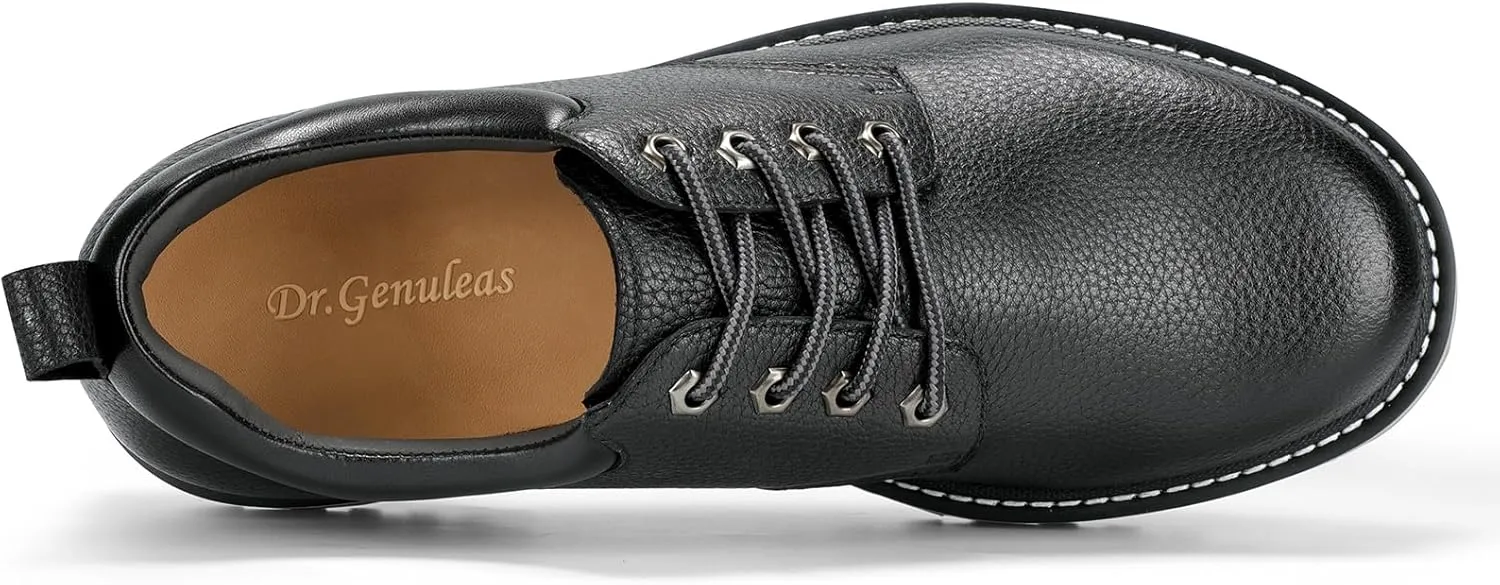 Premium Nubuck Craftsmanship More Upscale & Texture, Only Top Layer Cowhide Leather Used, Water Resistant & Non Slip, Casual Wide Platform Dress Work Shoes for Men Reminder: Plz Check Size Chart