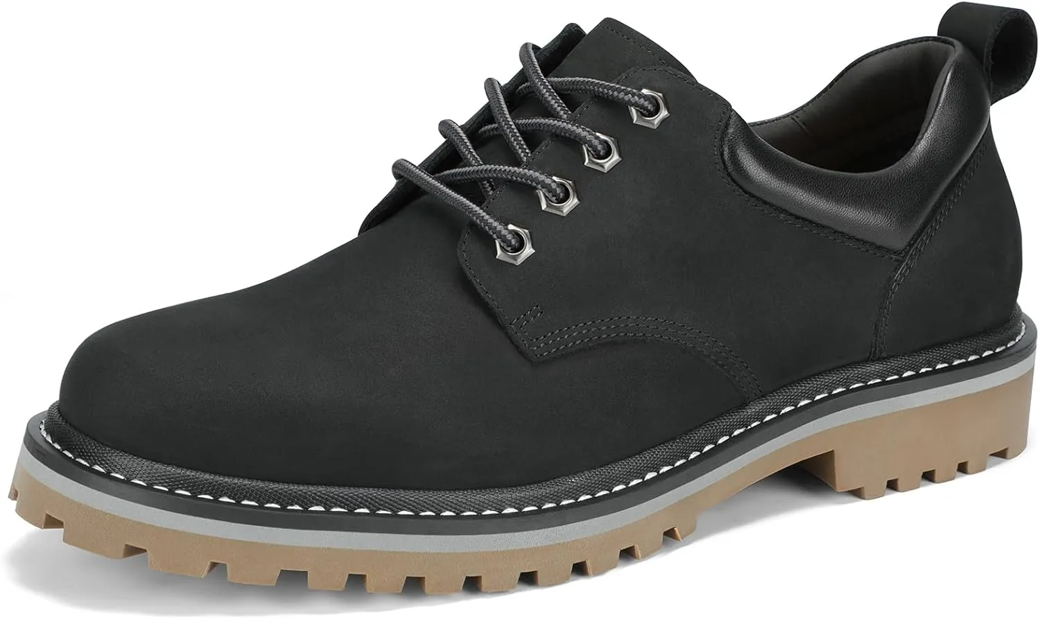 Premium Nubuck Craftsmanship More Upscale & Texture, Only Top Layer Cowhide Leather Used, Water Resistant & Non Slip, Casual Wide Platform Dress Work Shoes for Men Reminder: Plz Check Size Chart