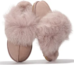 Project Cloud 100% Australian Sheepskin Scuff Slippers for Women - Genuine Shearling Memory Foam Slides for Women - Non-Slip Womens Slippers (Ryann)