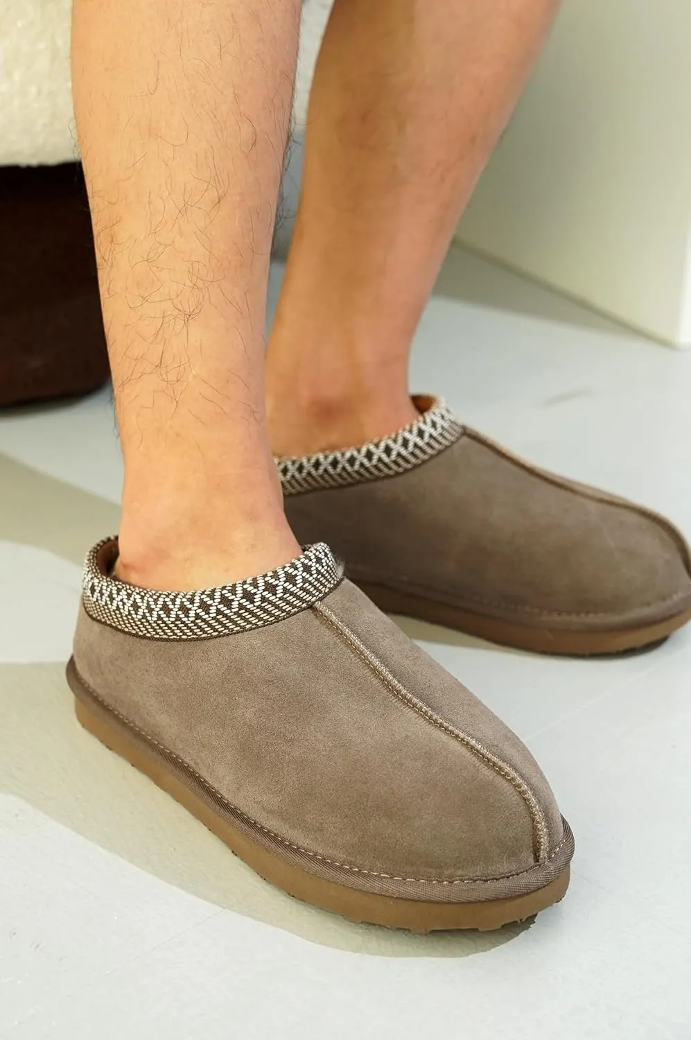 Project Cloud Australian Sheepskin Mens Slippers - Memory Foam Non-Slip House Slippers for Men Indoor & Outdoor Footwear (Relaxation)