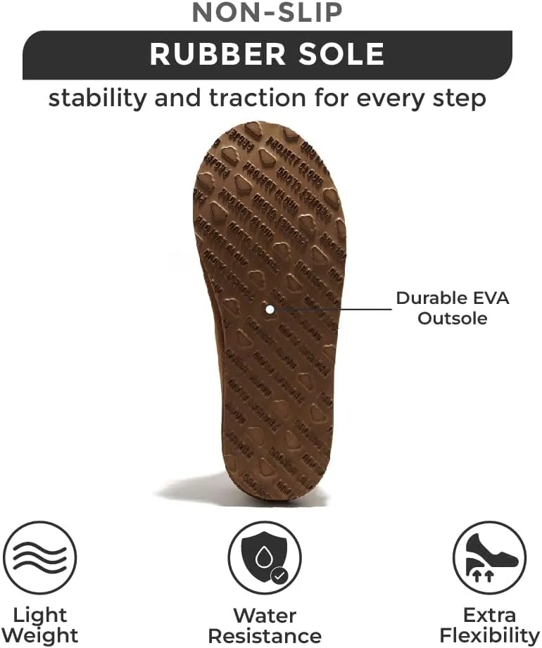 Project Cloud Australian Sheepskin Mens Slippers - Memory Foam Non-Slip House Slippers for Men Indoor & Outdoor Footwear (Relaxation)