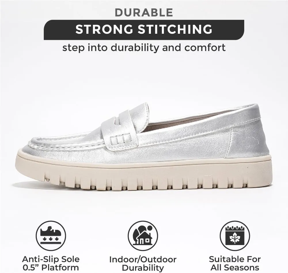 Project Cloud Genuine Leather Loafers for Women - Memory Foam Womens Shoes - Non Slip Spring Loafers Flexible Sole - Fashion Shoes for Women 2025 (Filide)