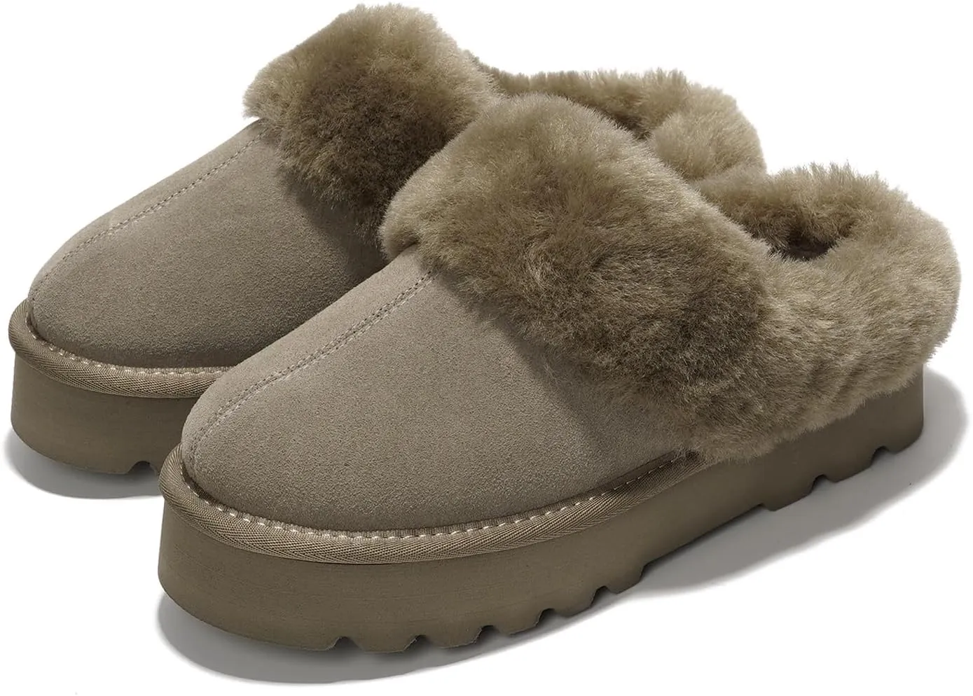 Project Cloud Genuine Leather Slippers for Women Indoor and Outdoor Fuzzy Slippers - Memory Foam Insole and Water-resistant Women Footwear (Snowy)