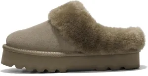 Project Cloud Genuine Leather Slippers for Women Indoor and Outdoor Fuzzy Slippers - Memory Foam Insole and Water-resistant Women Footwear (Snowy)