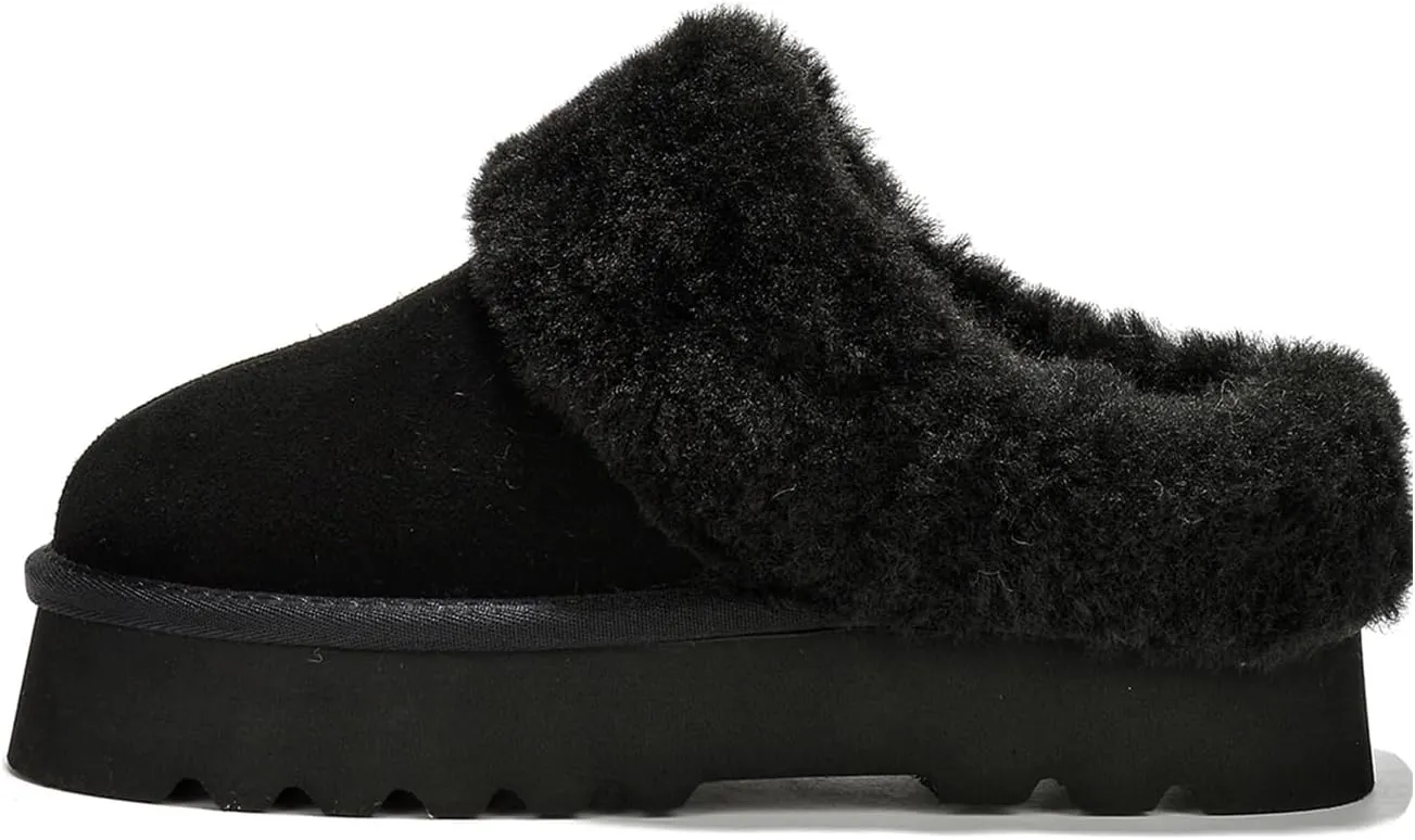 Project Cloud Genuine Leather Slippers for Women Indoor and Outdoor Fuzzy Slippers - Memory Foam Insole and Water-resistant Women Footwear (Snowy)